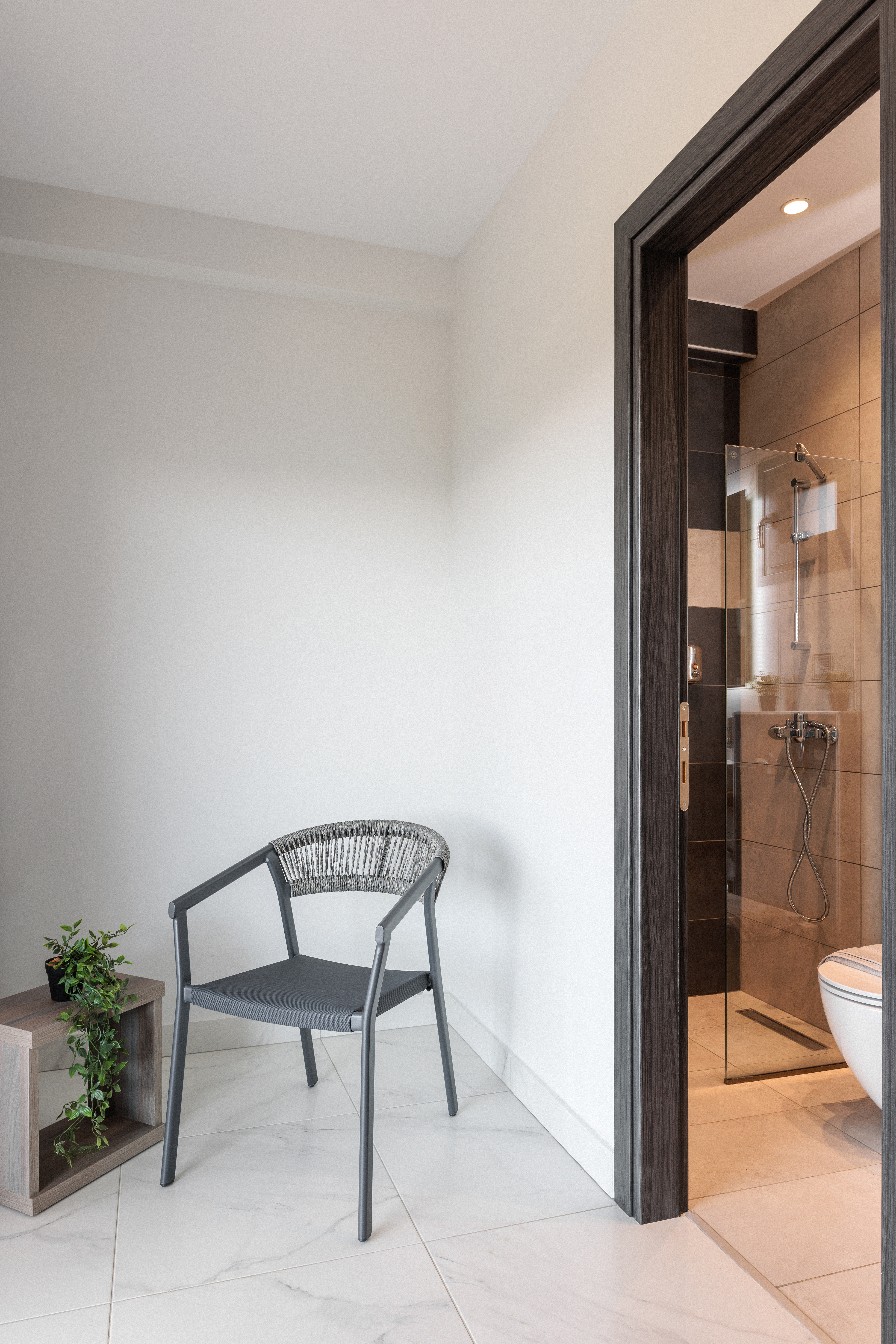 a chair in a bathroom
