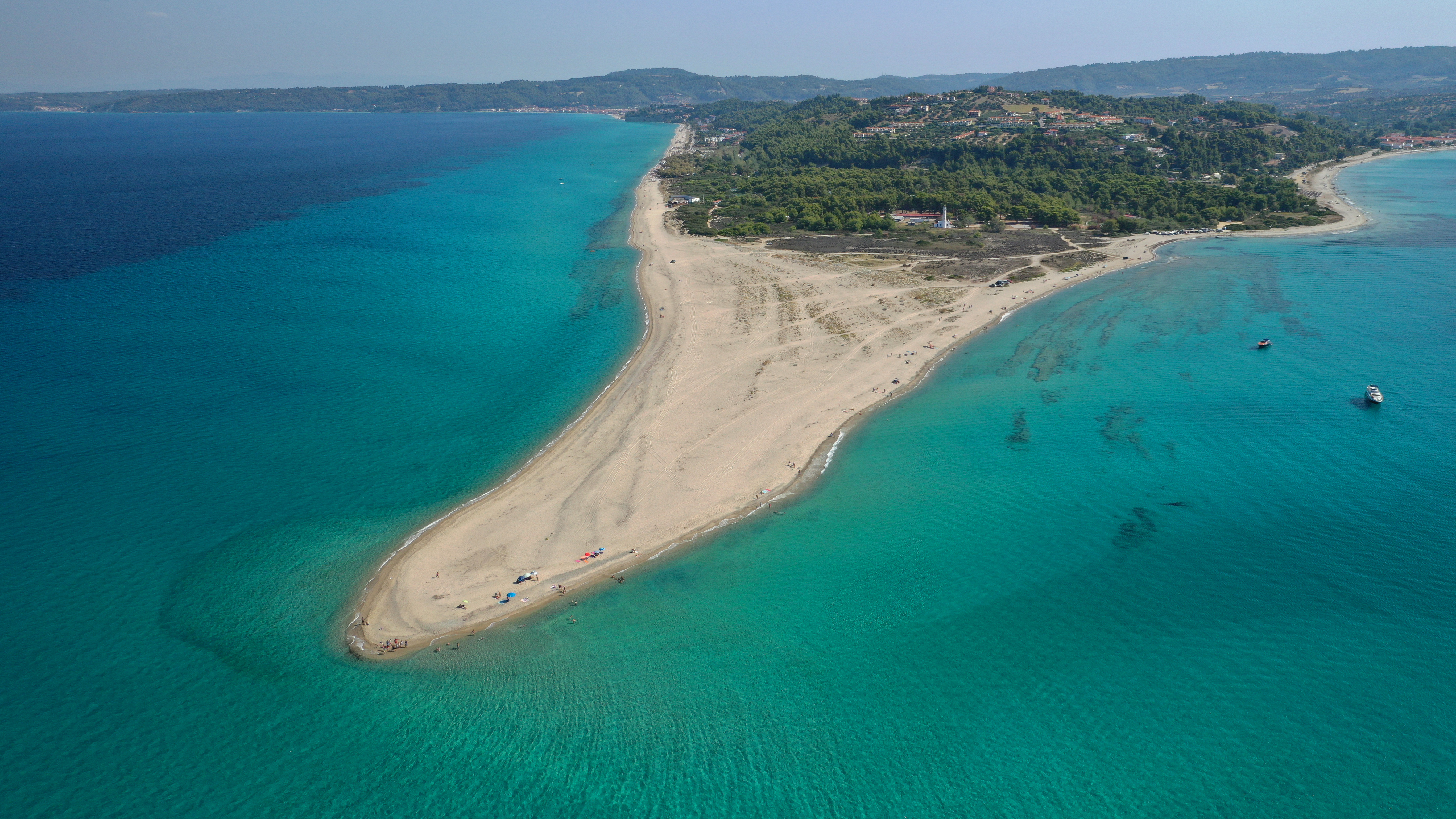 a beach with blue water